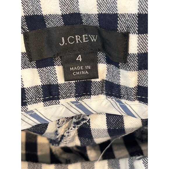 J Crew Women’s High Rise Straight Pants Size 4 Navy Blue White Plaid Gingham - Picture 11 of 12
